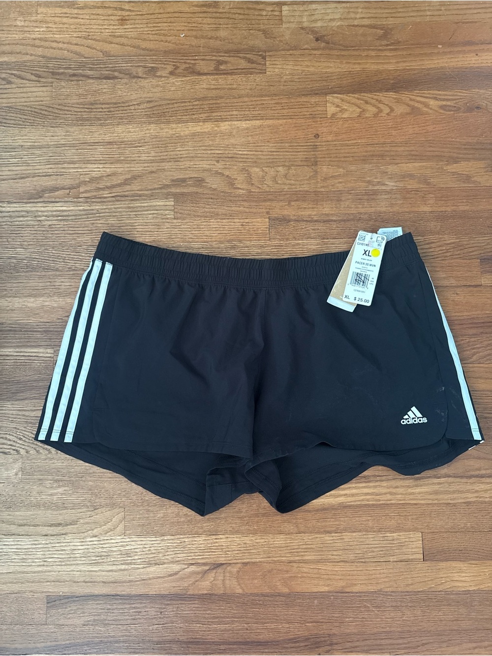 adidas Black Athletic Shorts with White 3-Stripe Detail